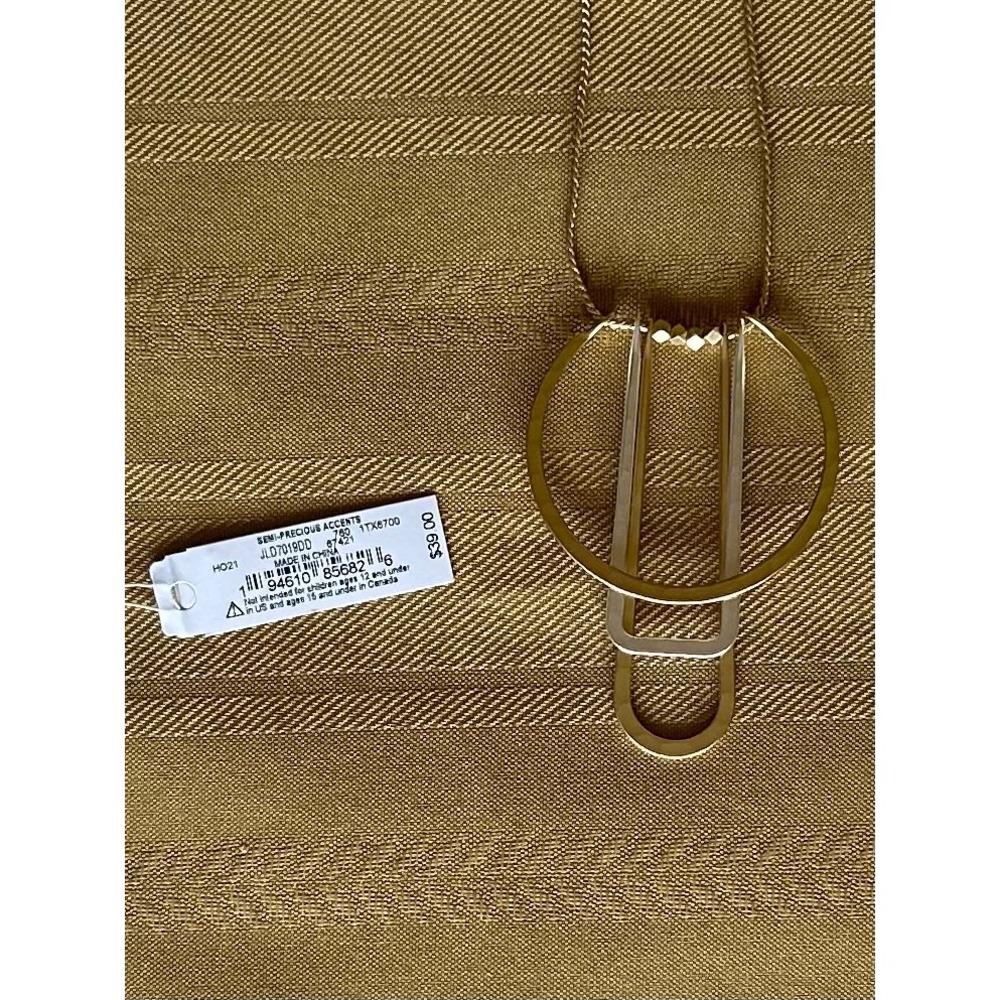 NWT Lucky Brand Two Tone Geometric Pendant Adjustable Necklace Gold Silver - Picture 3 of 8